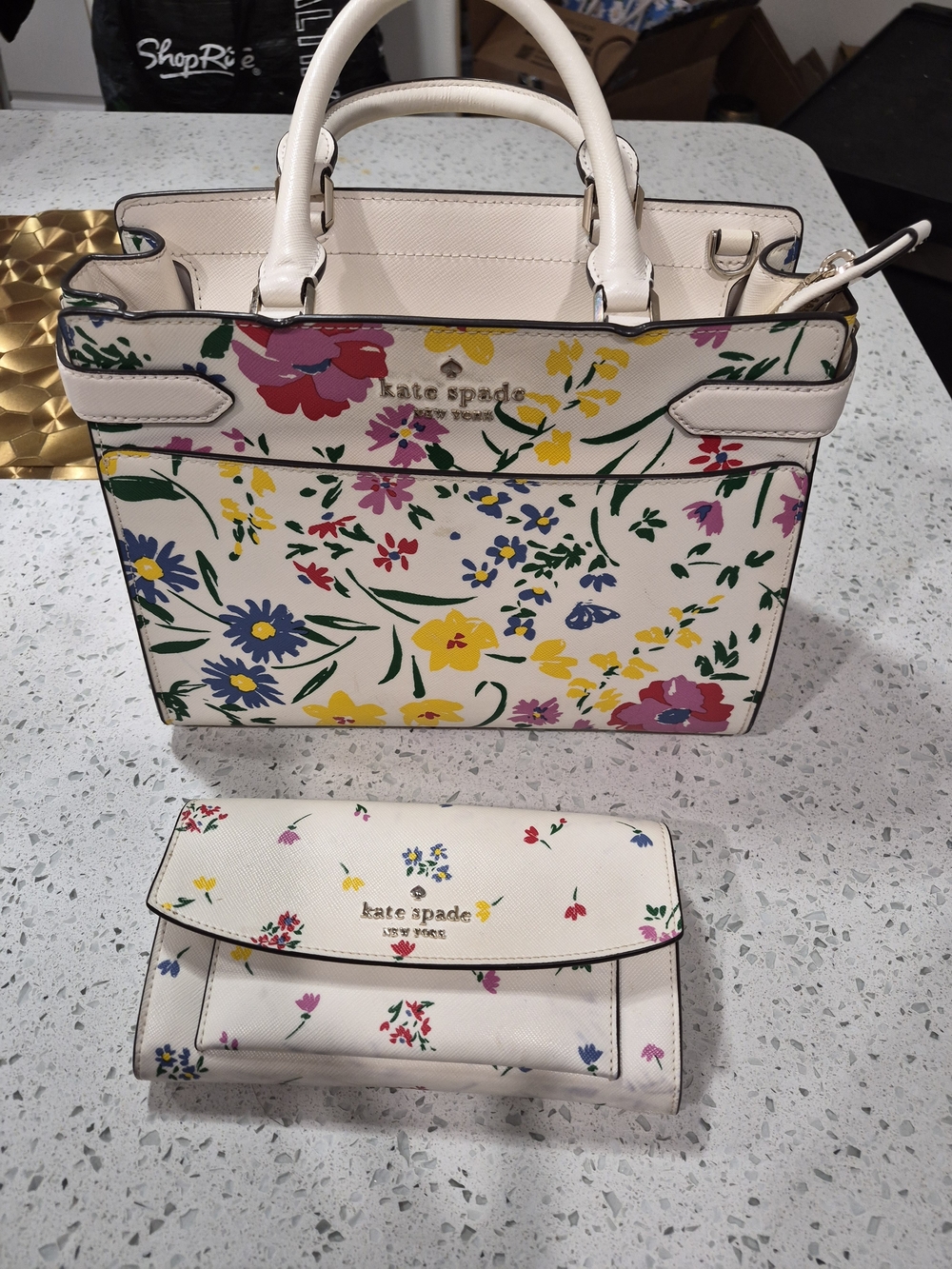 kate spade Cream Floral Satchel and Wallet Set